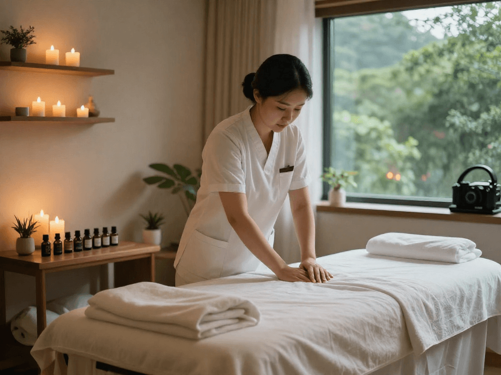 김포출장안마 experienced in a serene spa setting with ambient lighting and essential oils.