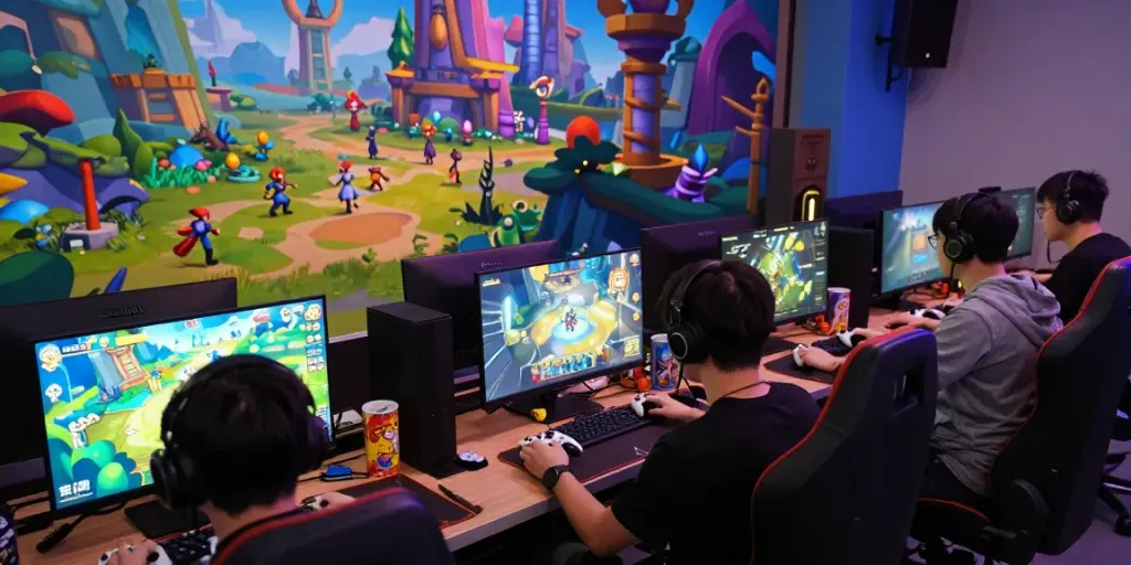 Gamers discovering hidden quests and leveling up in vibrant fantasy world with rokok88 alternatif strategies.