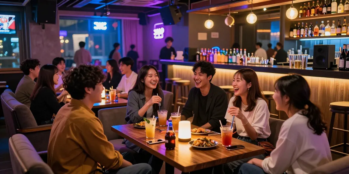 인천쓰리노에서 즐거운 시간을 보내는 친구들, 아늑한 실내와 생동감 있는 분위기.