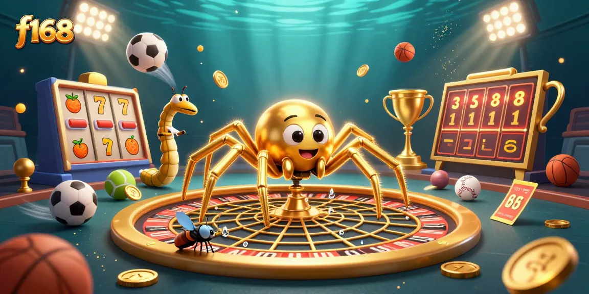 f168 showcases an immersive online casino scene with a dynamic spider and croupier spinning a roulette web