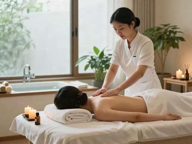 Enjoying a soothing 분당출장안마 massage treatment in a serene spa environment with calming decor.