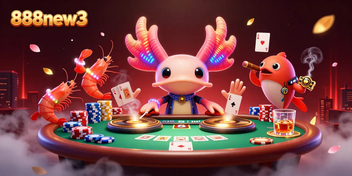 Experience thrilling gaming at 888new3 with an animated underwater casino scene filled with lively characters and vibrant action.