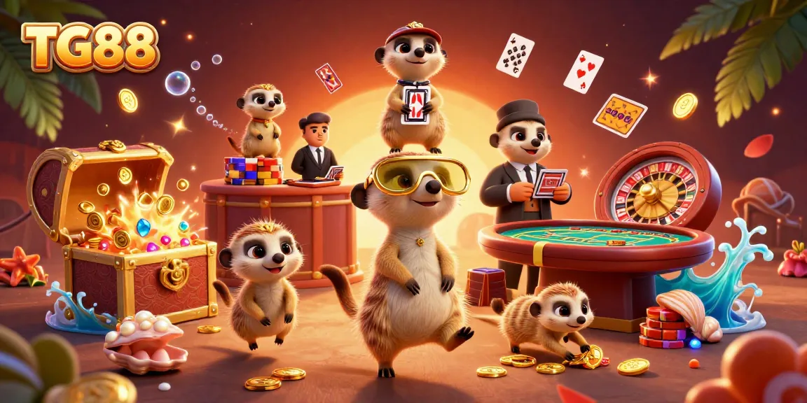 TG88 offers thrilling casino experiences with meerkats running games, vibrant treasure, and colorful elements.