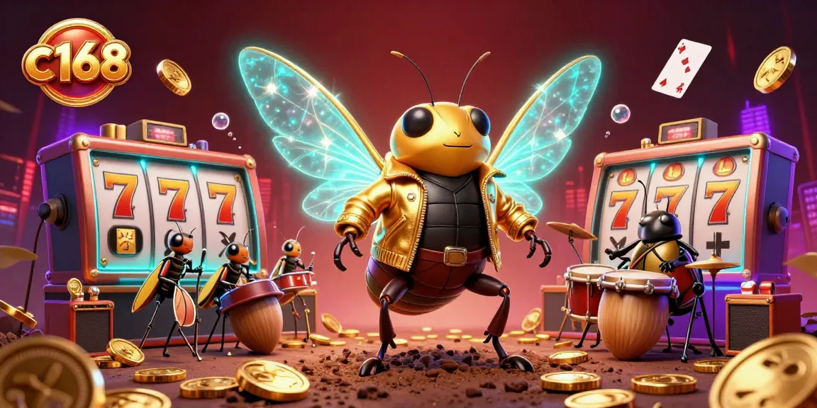 Experience thrilling gameplay at c 168 with vibrant slot reels and electric rock star elements.